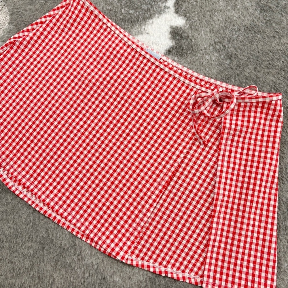 Shade & Shore Red Gingham Swim Cover Up Sarong Medium - Picture 4 of 12